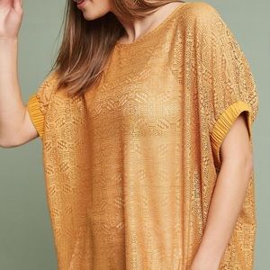 Anthropologie Brattain Mustard Lace Poncho Top XS
